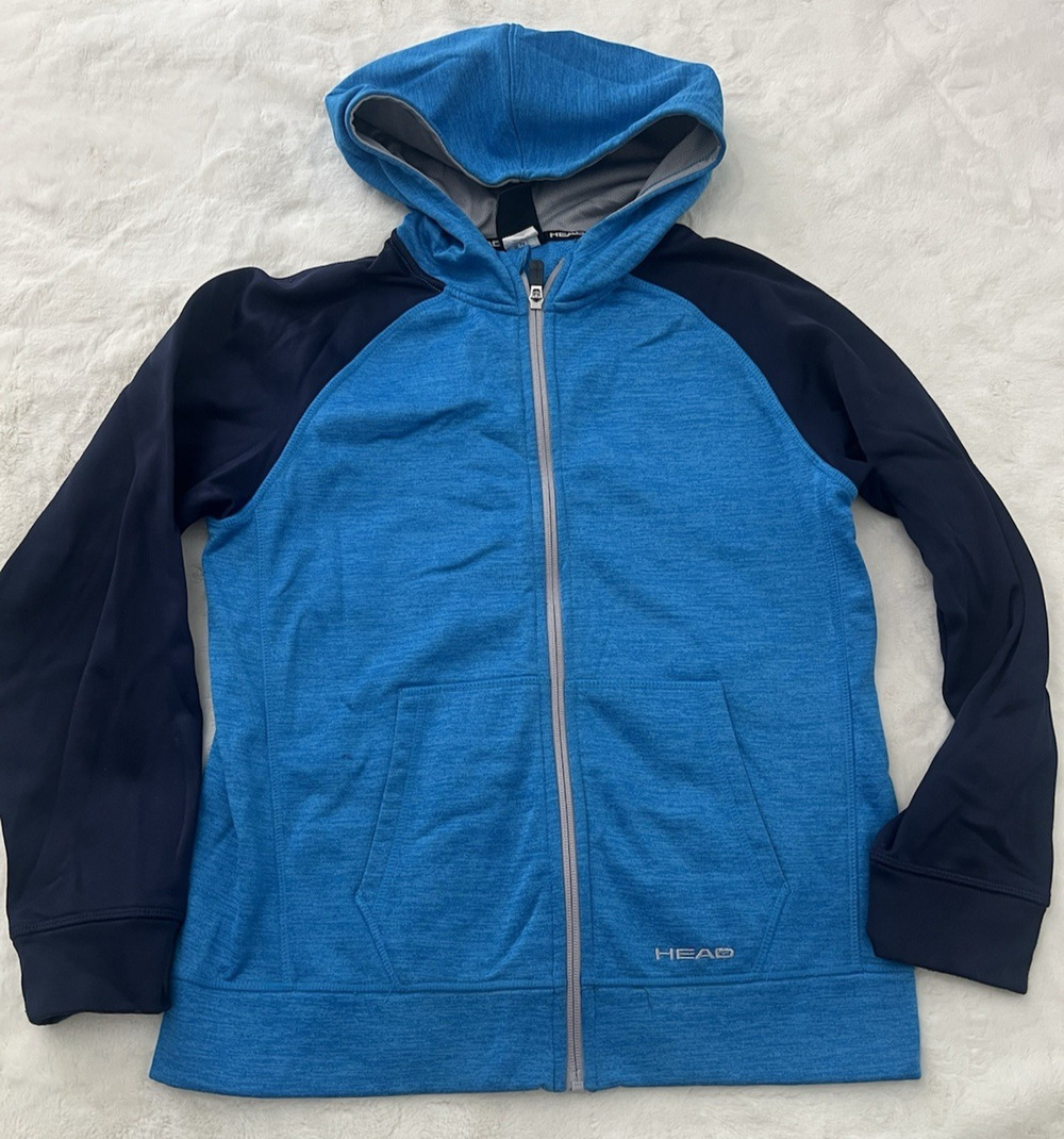 HEAD Hoodie Youth Large 14-16 Blue Full Zip Athletic Lightweight Jacket